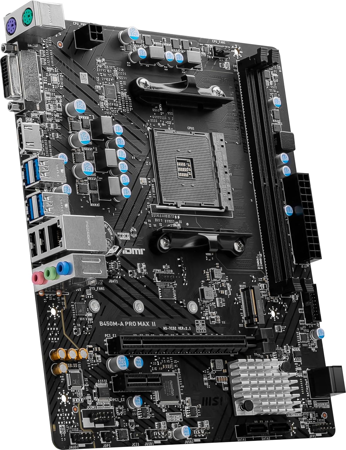 MSI B450M-A PRO MAX II Motherboard, Micro-ATX, AM4 DDR4 USB 3.2 Gen 1 HDMI - Image 2