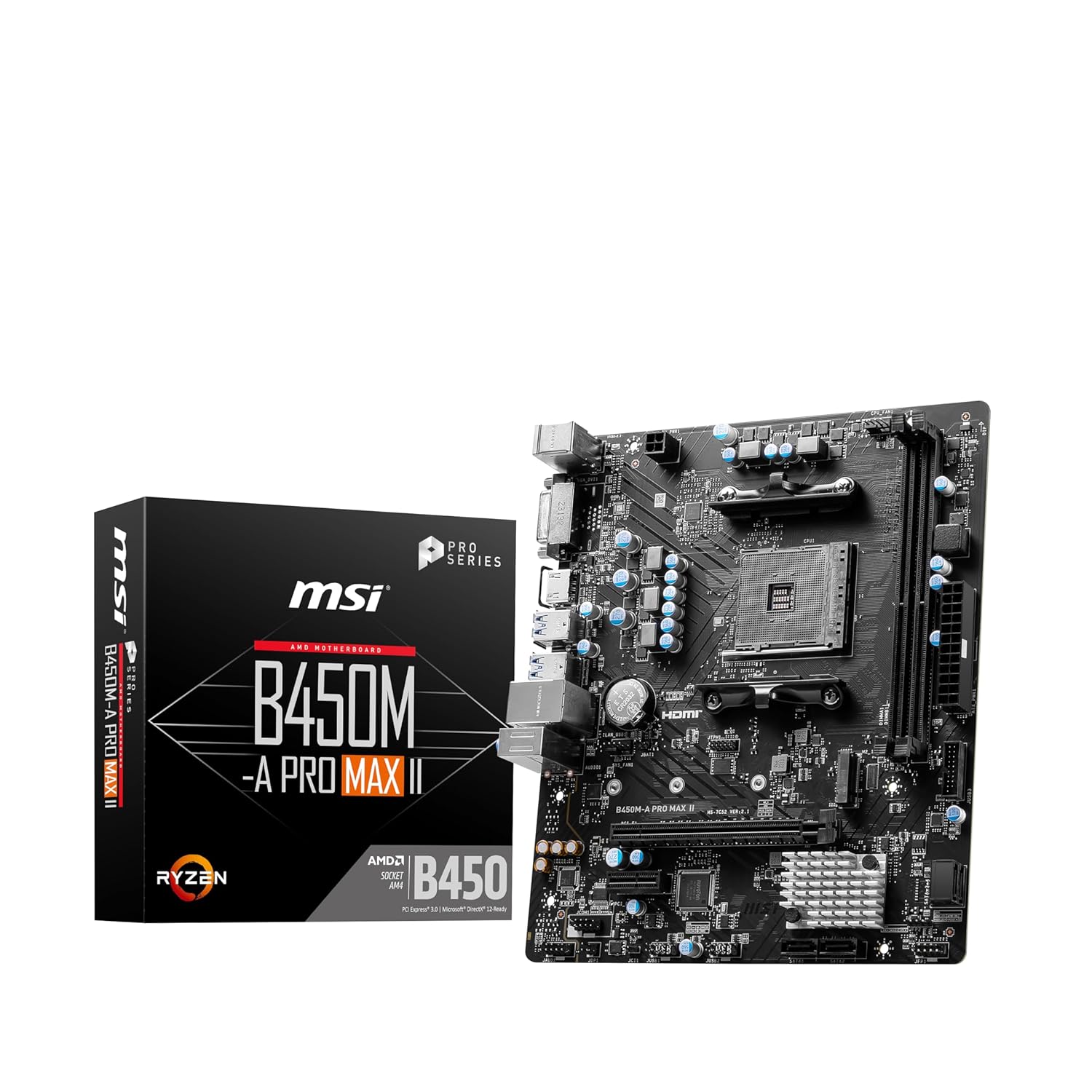 MSI B450M-A PRO MAX II Motherboard, Micro-ATX, AM4 DDR4 USB 3.2 Gen 1 HDMI - Image 1