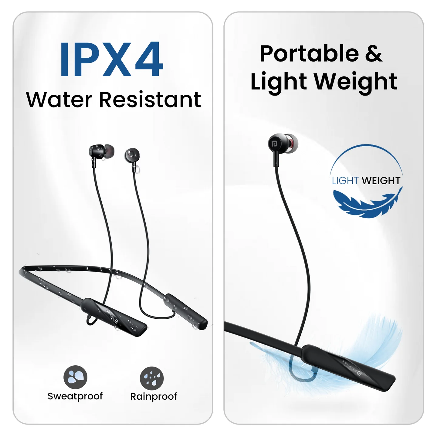 Portronics Harmonics Z10 in Ear Bluetooth Headphone with Mic, 35Hour Playtime,10mm Driver Type C Fast Charging(Black) Portronics Harmonics Z10 in Ear Bluetooth Headphone with Mic, 35Hour Playtime,10mm Driver Type C Fast Charging(Black) - Image 2