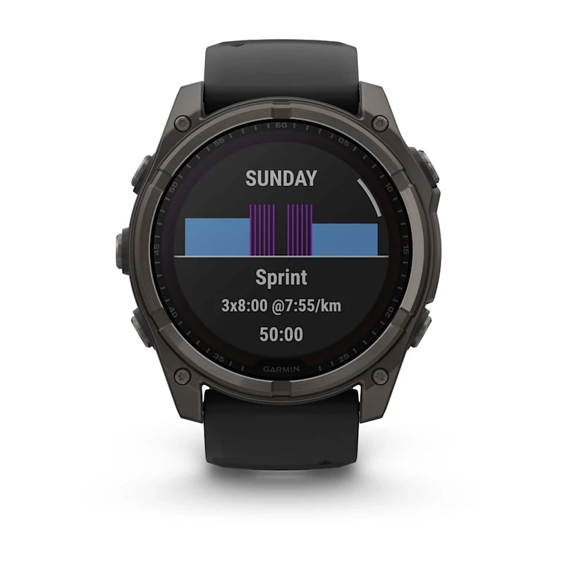 Garmin Fenix 8 47Mm-Saph Solar Crbngry Ti/Blk- Blk/Pblgrybnd Emea - Image 4