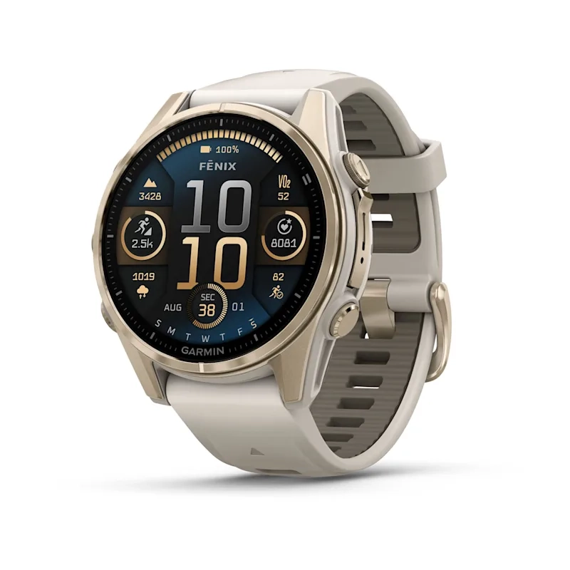 Garmin Fenix 8 43MM-Amoled Saph Soft Gold with Fog grey/dark sandstone silicone band Eu - Image 2