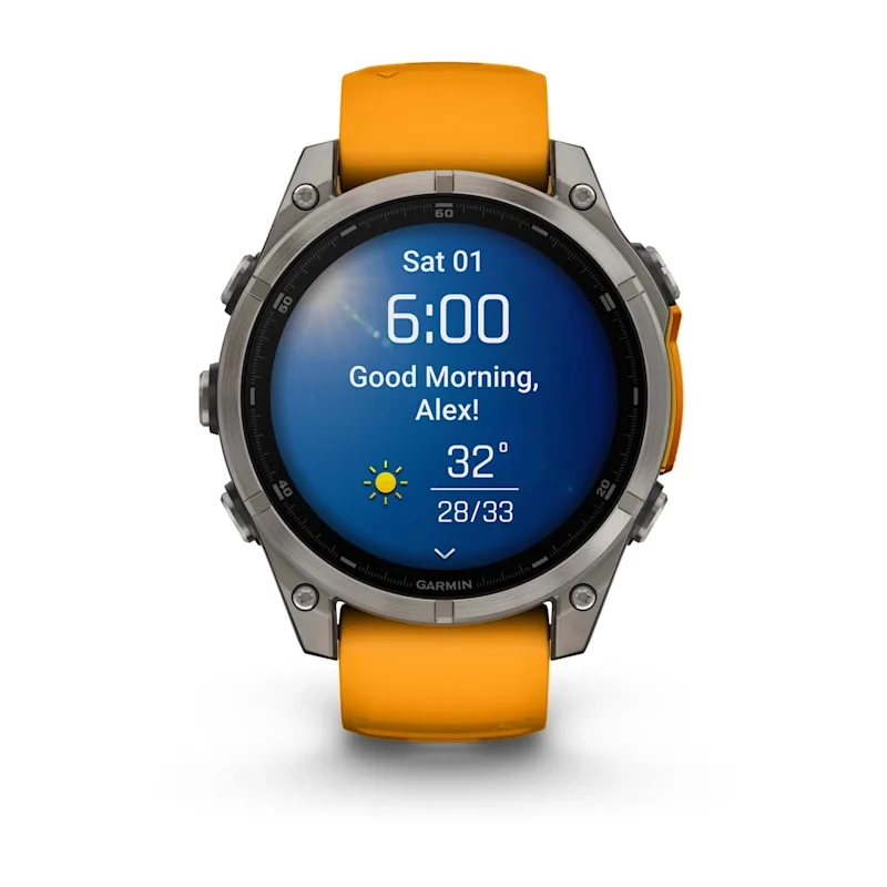 Garmin Fenix 8 47Mm-Amoled Saph Ti/Bare/Grpht-Sparkorg/Graphite Band - Image 2