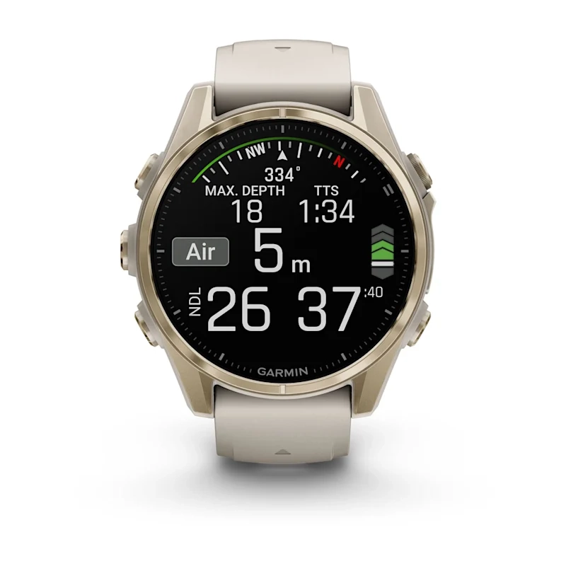 Garmin Fenix 8 43MM-Amoled Saph Soft Gold with Fog grey/dark sandstone silicone band Eu - Image 9