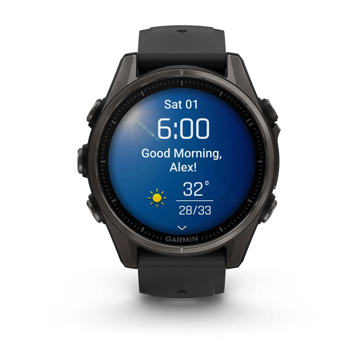 Garmin Fenix 8 43Mm-Amoled Saph Carbon Grey Ti/Black-Blk/Pebblgrybnd - Image 2