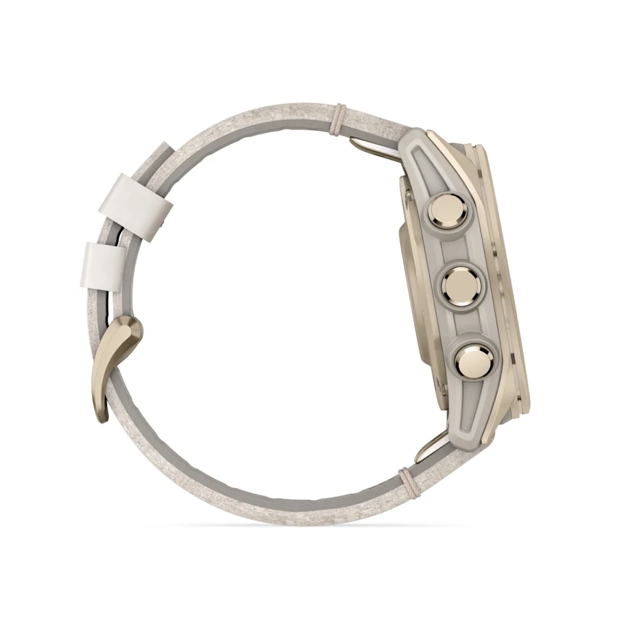 Garmin Fenix 8 43MM-Amoled Sapphire Soft Gold/Fog Gray Leather Band - Image 5