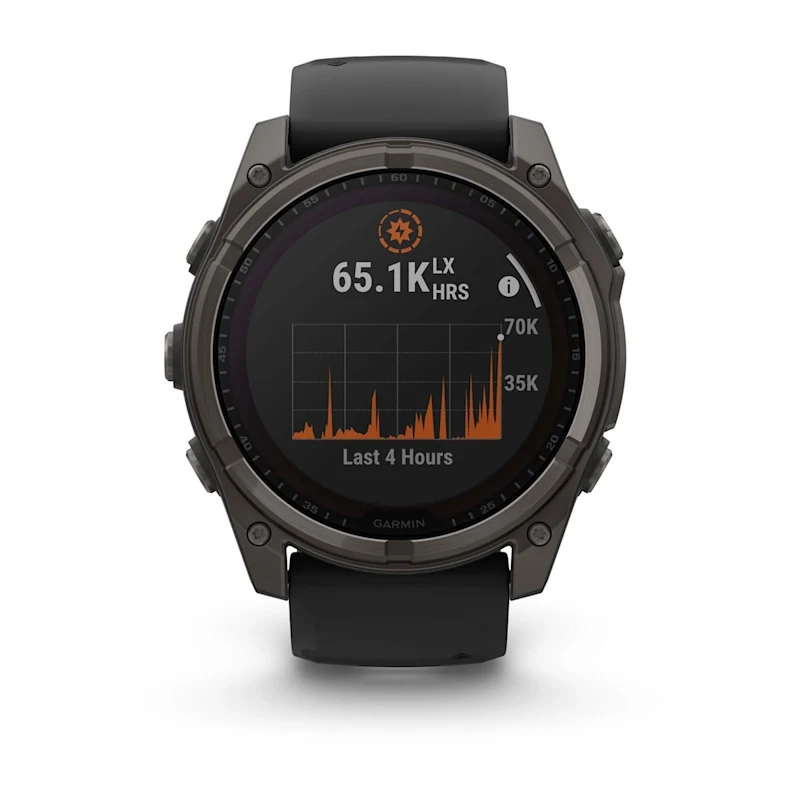 Garmin Fenix 8 51Mm-Sapphire Solar-Carbon Gray Dlc Titanium With Black/Pebble Gray Silicone Band - Image 2