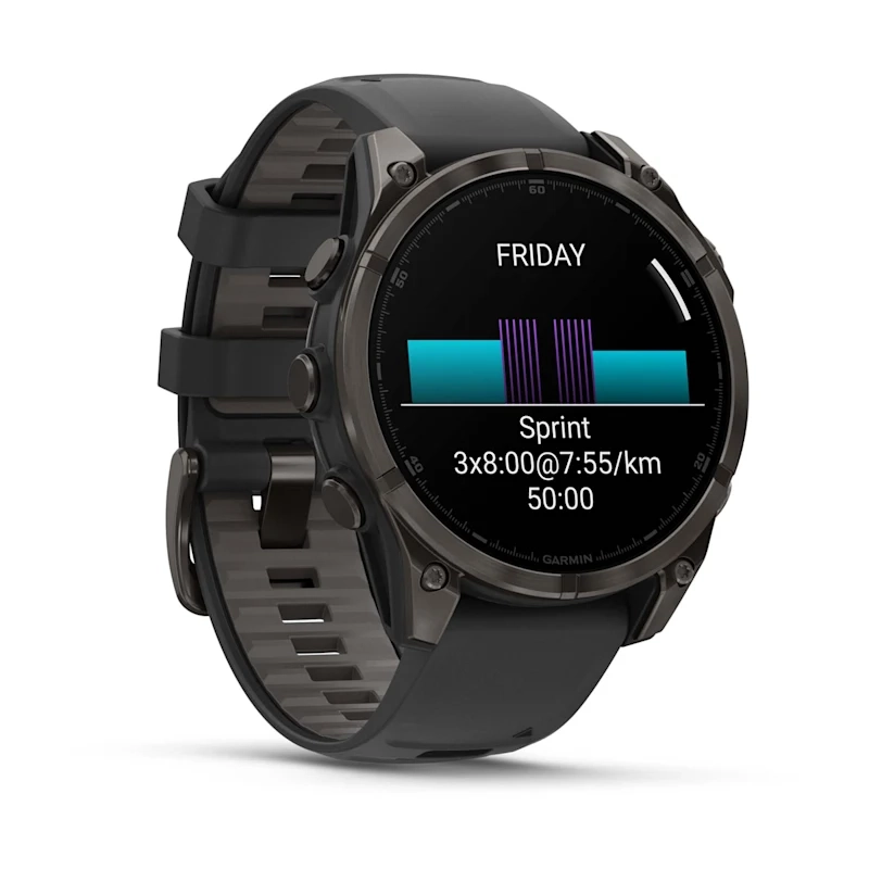 Garmin Fenix 8 47Mm-Amoled Saph Carbon Grey Ti/Blk-Blk/Pebble Grey Band - Image 3