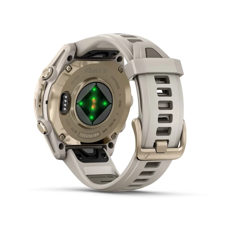Garmin Fenix 8 43MM-Amoled Saph Soft Gold with Fog grey/dark sandstone silicone band Eu - Image 13