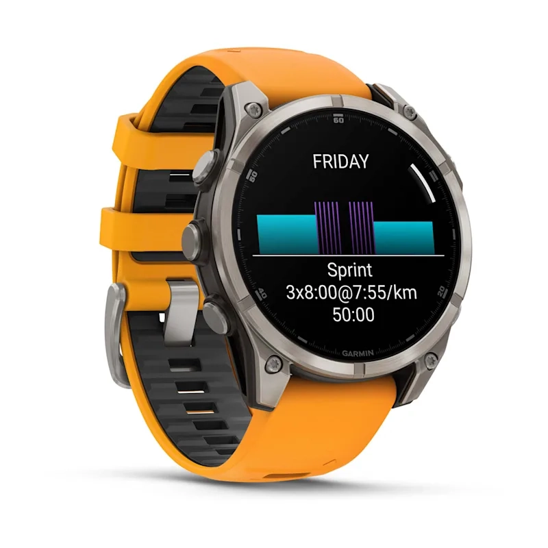 Garmin Fenix 8 47Mm-Amoled Saph Ti/Bare/Grpht-Sparkorg/Graphite Band - Image 3